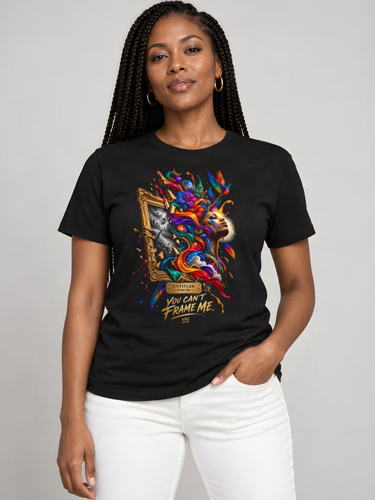 Unframed worn by a model