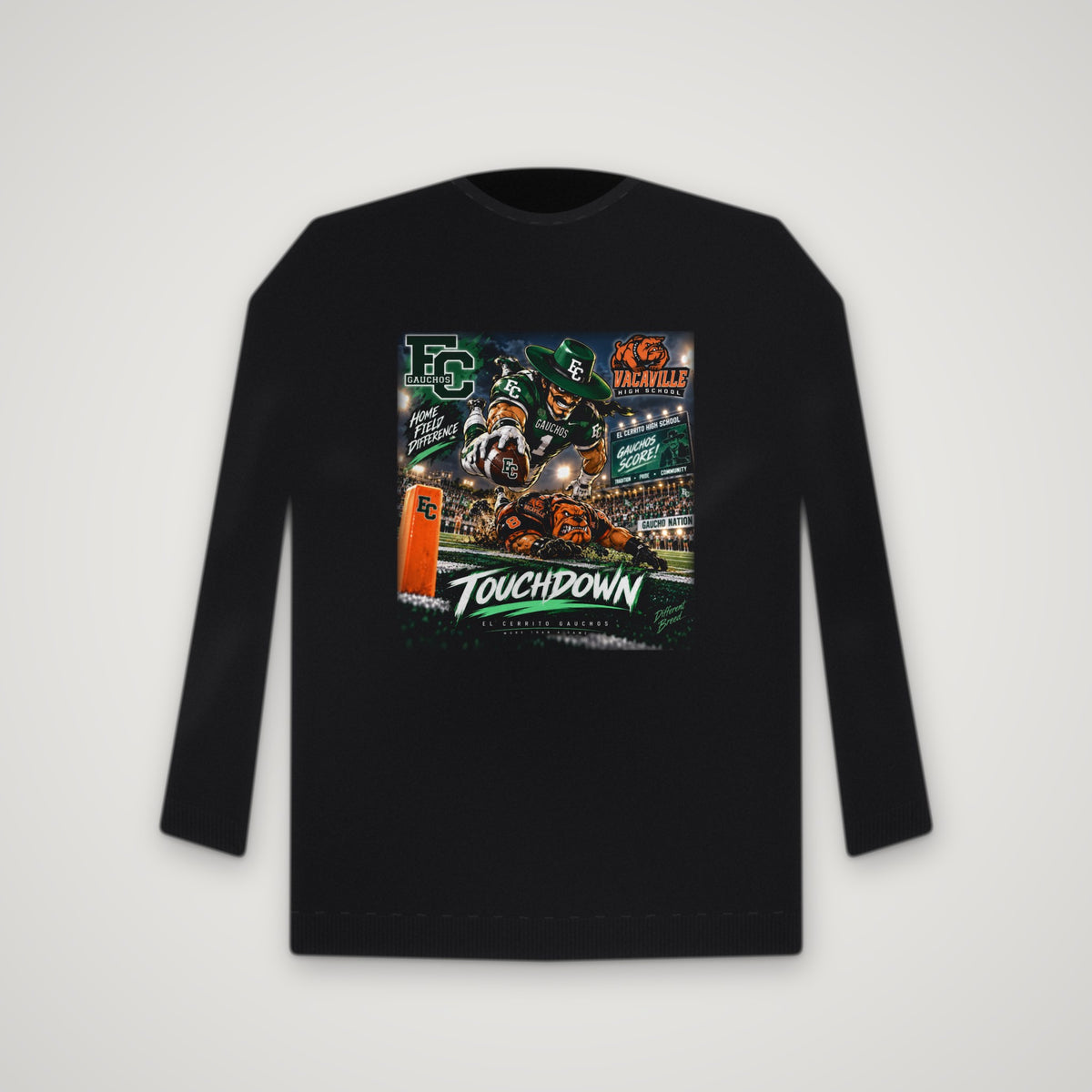 El Cerrito Gauchos: Touchdown – Crewneck – Black
