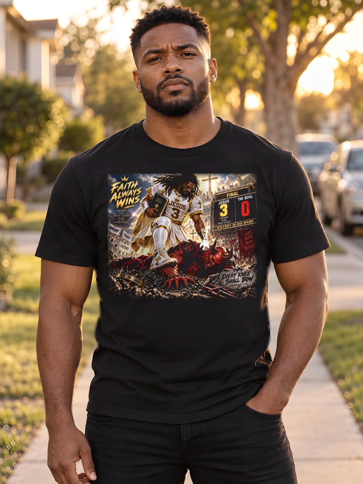 Live By Faith: Game Day worn by a model