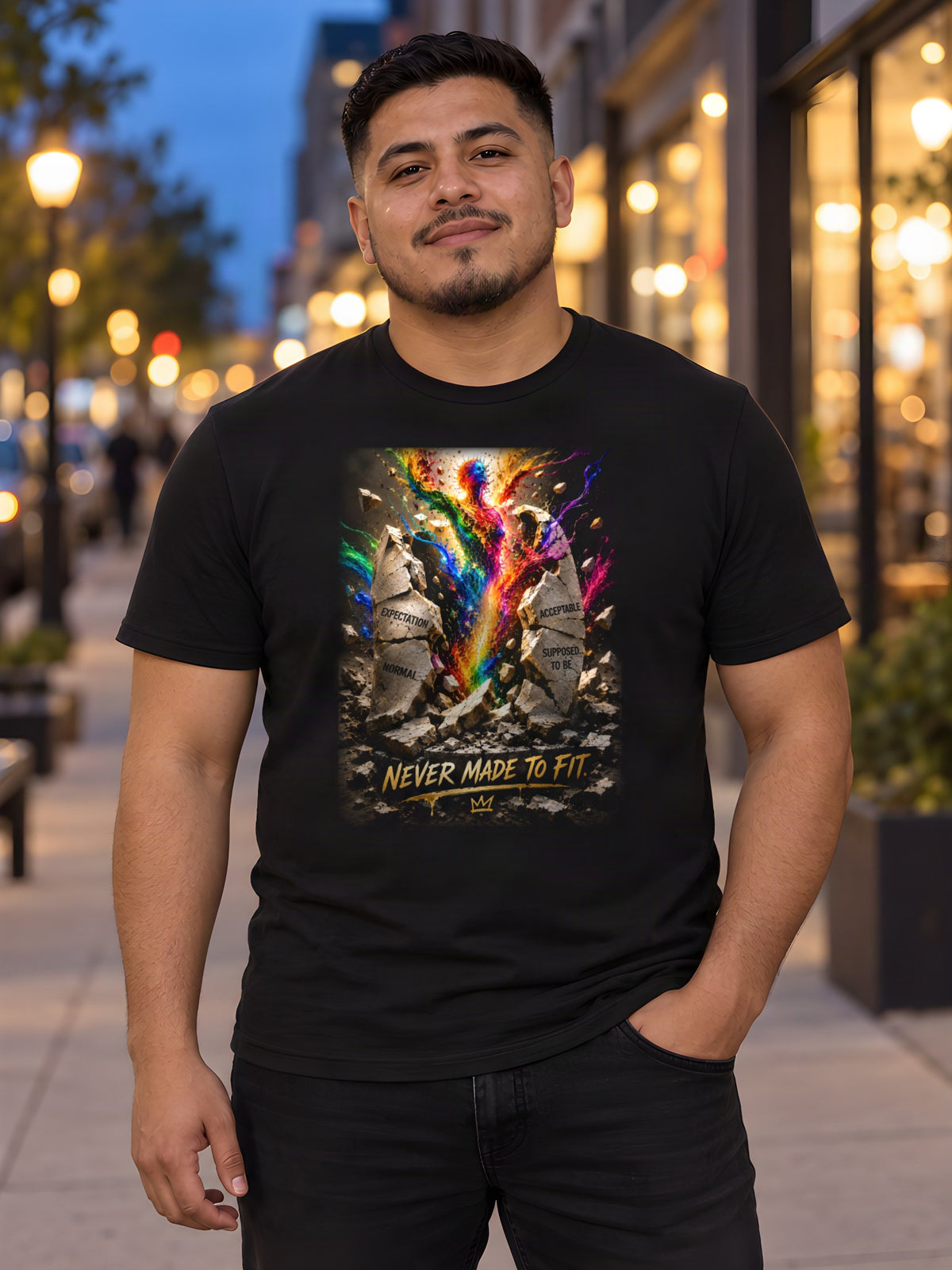 Built To Stand Out worn by a model