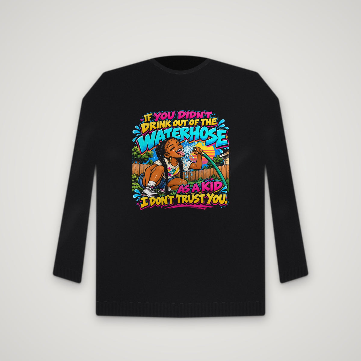 Raised On The Waterhose: Braids – Crewneck – Black