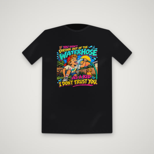 Raised On The Waterhose: Red Cap – Tee – Black