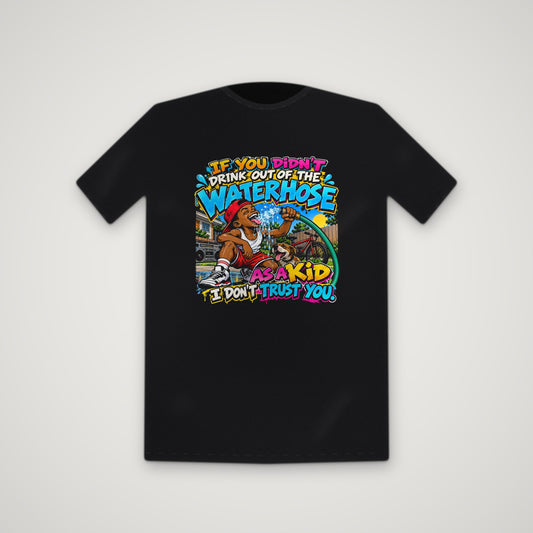 Raised On The Waterhose: Red Shorts – Tee – Black