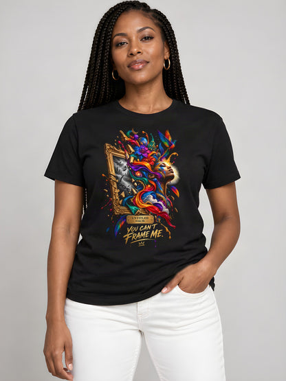 Unframed worn by a model
